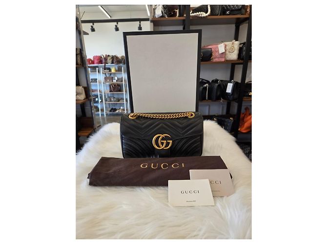 Gucci Borsa a spalla Small GG Marmont Matelassé Black - vista 2