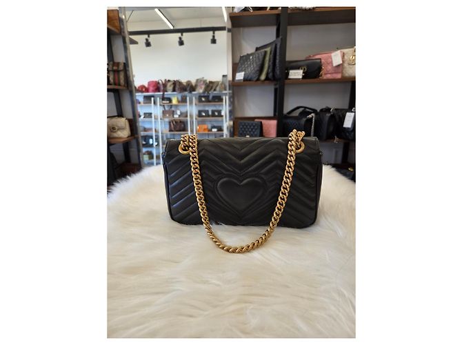 Gucci Borsa a spalla Small GG Marmont Matelassé Black - vista 3