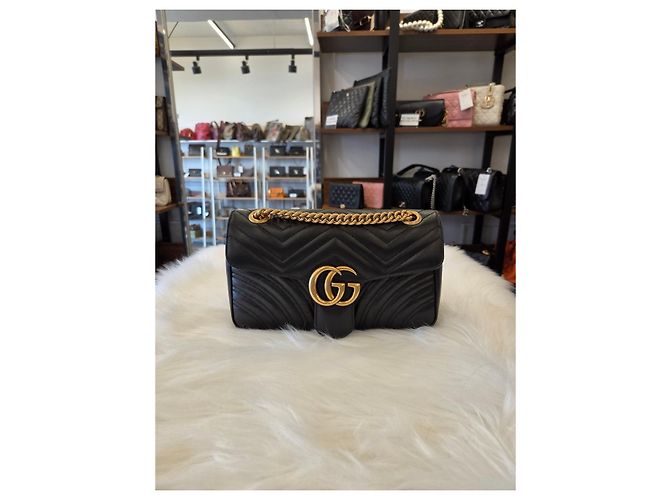 Gucci Borsa a spalla Small GG Marmont Matelassé Black - vista 4