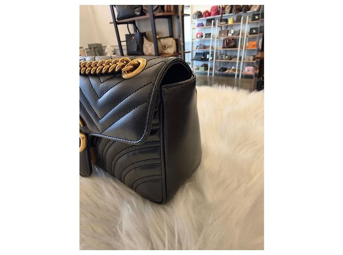 Gucci Borsa a spalla Small GG Marmont Matelassé Black - vista 7