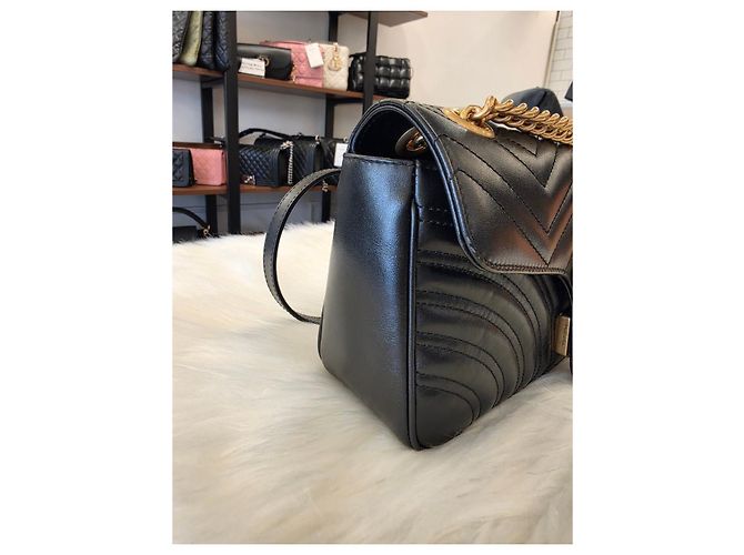 Gucci Borsa a spalla Small GG Marmont Matelassé Black - vista 8