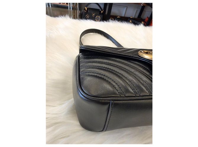 Gucci Borsa a spalla Small GG Marmont Matelassé Black - vista 9