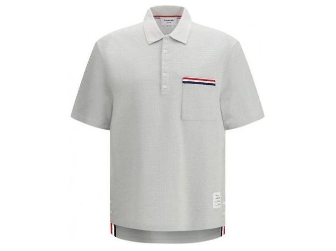 Thom Browne Texturierte RWB bestickte Polohemd aus Baumwolle und Leinen - Ansicht 4