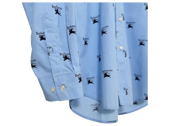 Burberry Camicia oversize a maniche lunghe con stampa logo Archive Knight da uomo - Blu - vista 6