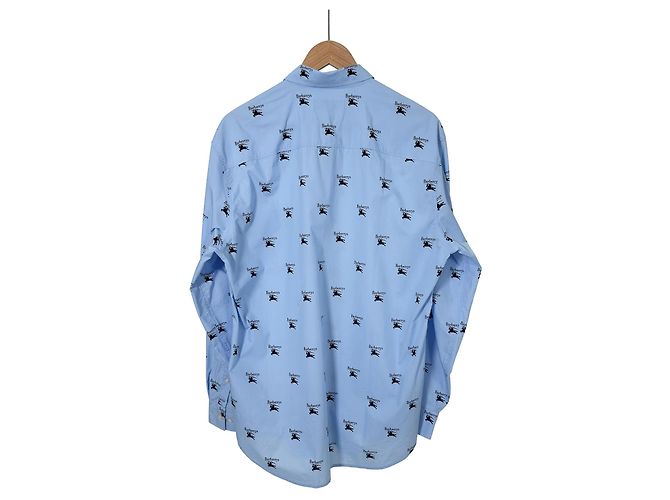 Burberry Camicia oversize a maniche lunghe con stampa logo Archive Knight da uomo - Blu - vista 7