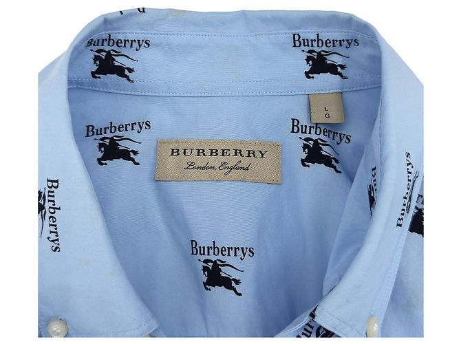 Burberry Camicia oversize a maniche lunghe con stampa logo Archive Knight da uomo - Blu - vista 9