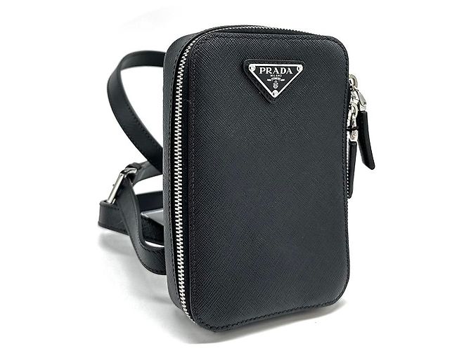 Prada Saffiano Gürteltasche mit Dreieckslogo Schwarz - Ansicht 3