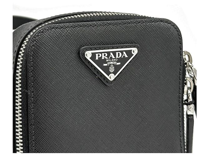 Prada Saffiano Gürteltasche mit Dreieckslogo Schwarz - Ansicht 6