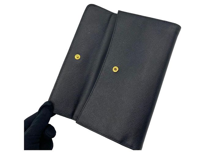 Prada Saffiano Leder-Klappbörse mit Metall-Logo - Ansicht 17
