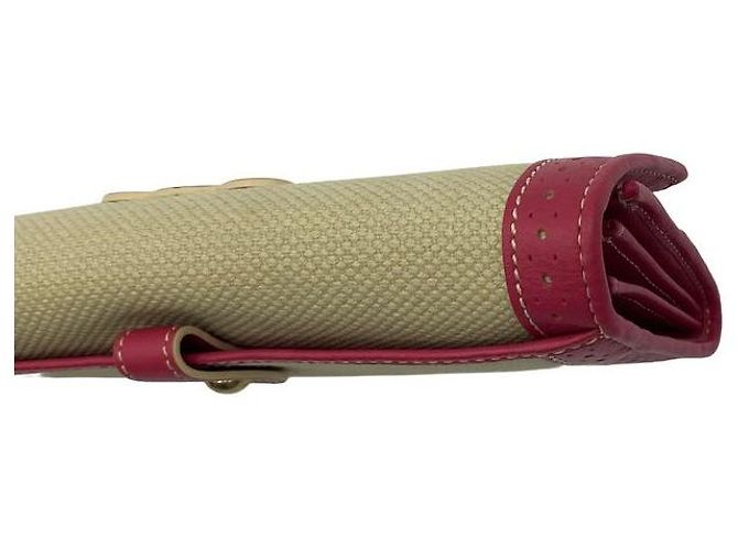 Céline Langes Logo Canvas Leder Geldbeutel mit Klappe Beige Pink - Ansicht 15