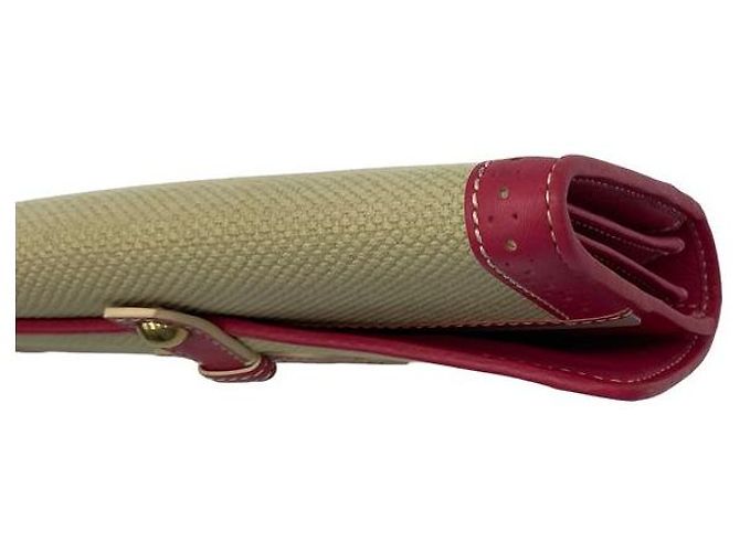 Céline Langes Logo Canvas Leder Geldbeutel mit Klappe Beige Pink - Ansicht 16