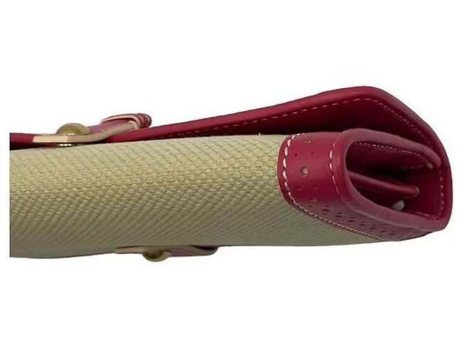 Céline Langes Logo Canvas Leder Geldbeutel mit Klappe Beige Pink - Ansicht 17