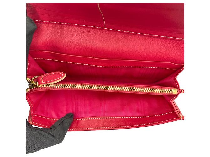Céline Langes Logo Canvas Leder Geldbeutel mit Klappe Beige Pink - Ansicht 20