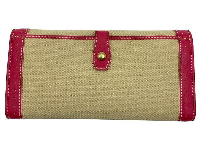 Céline Langes Logo Canvas Leder Geldbeutel mit Klappe Beige Pink - Ansicht 3