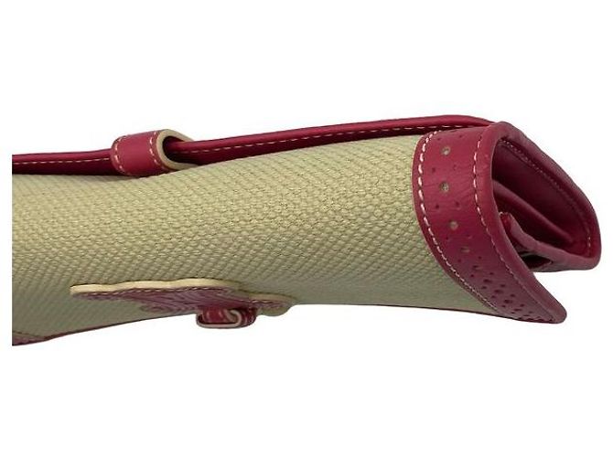 Céline Langes Logo Canvas Leder Geldbeutel mit Klappe Beige Pink - Ansicht 4