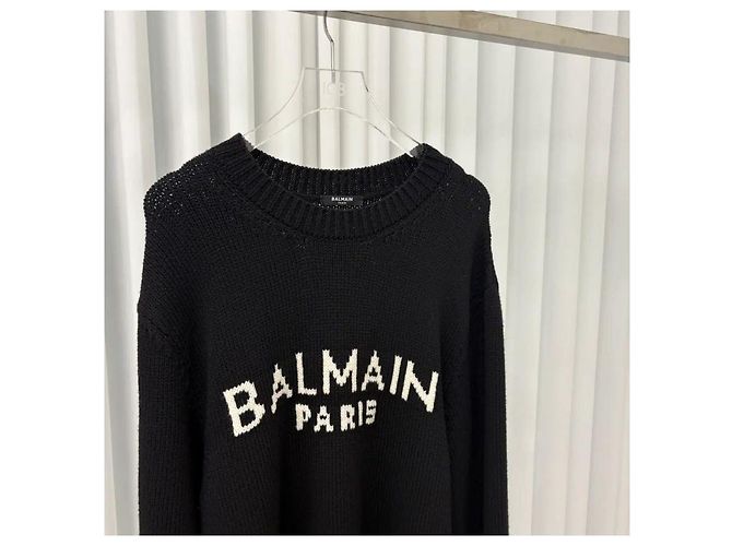 Balmain Strickpullover aus Rippwolle Schwarz XL - Ansicht 3
