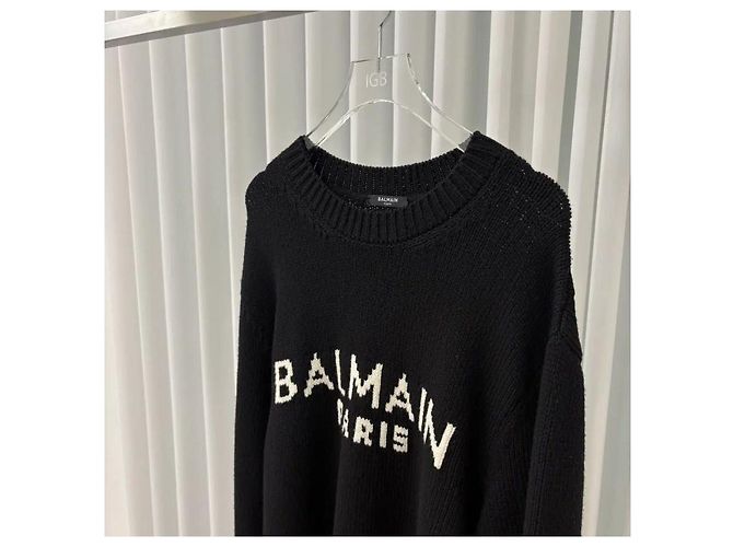 Balmain Strickpullover aus Rippwolle Schwarz XL - Ansicht 4