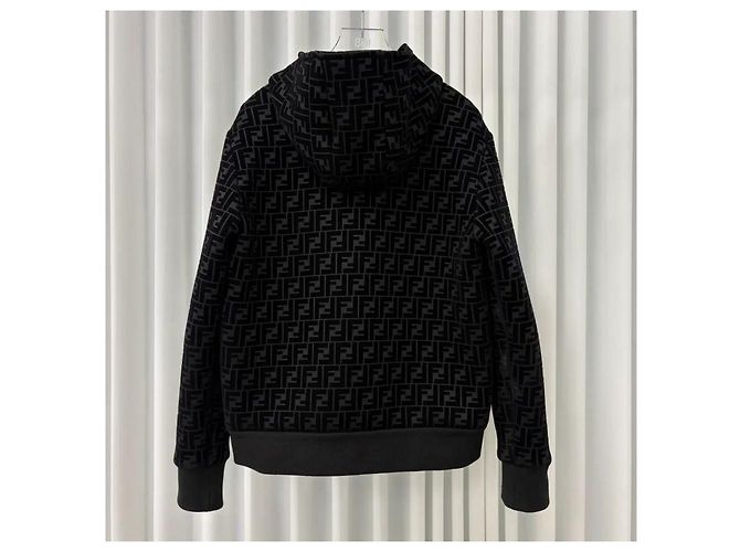 Fendi Velours Bomber Hoodie Schwarz - Ansicht 2