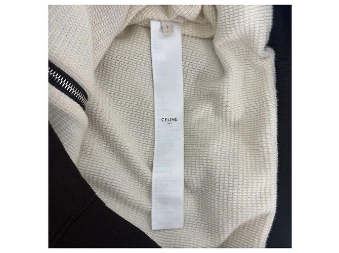 Céline Felpa con cappuccio e zip in velluto marrone - vista 5