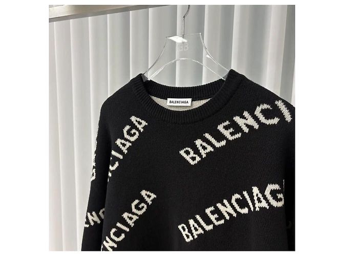 Balenciaga Multi Logo Strickpullover Schwarz - Ansicht 4
