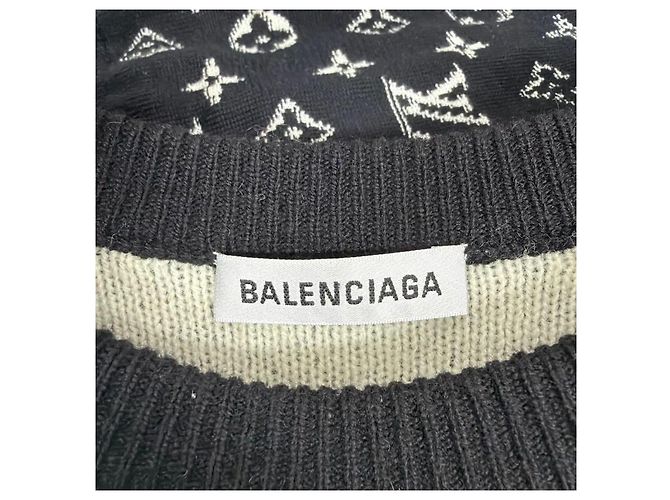 Balenciaga Multi Logo Strickpullover Schwarz - Ansicht 5