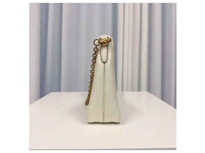Prada Borsa a tracolla Re-Edition in pelle Saffiano White - vista 4