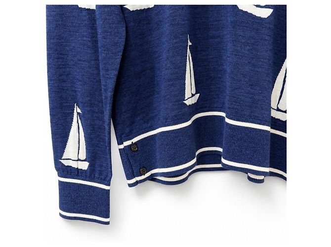 Thom Browne Herren Strickpullover aus Merinowolle Sailboat Navy Größe - Ansicht 6