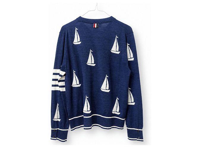 Thom Browne Herren Strickpullover aus Merinowolle Sailboat Navy Größe - Ansicht 7