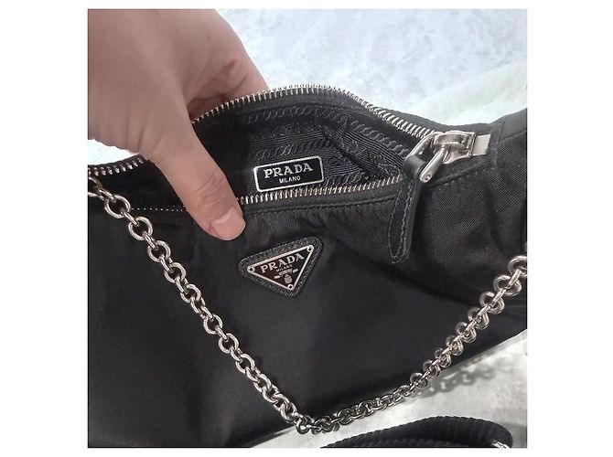 Prada Reedition Re-Nylon Schultertasche Black - vista 10