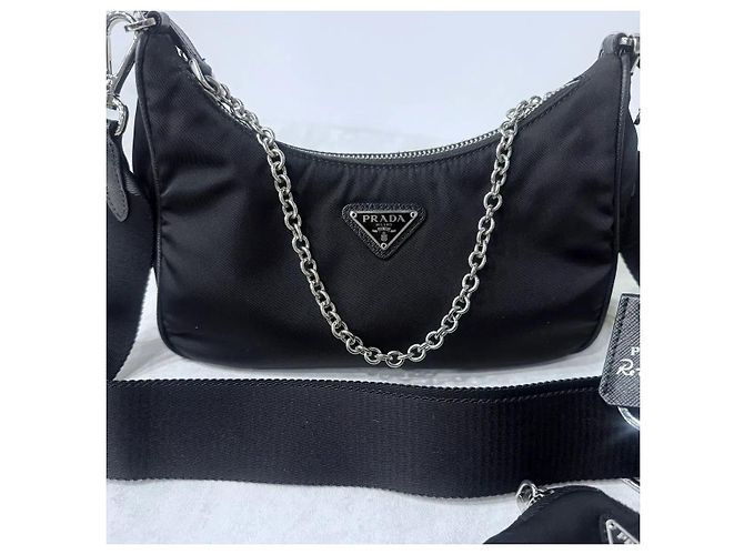 Prada Reedition Re-Nylon Schultertasche Black - vista 5