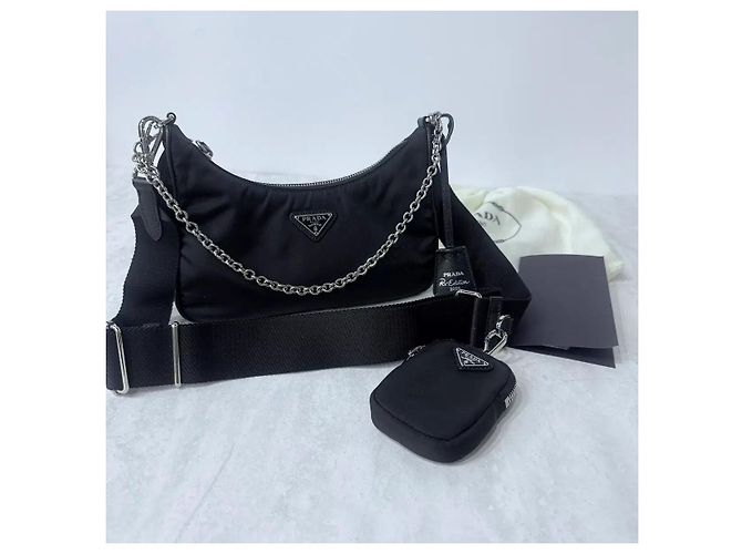 Prada Reedition Re-Nylon Schultertasche Black - vista 7