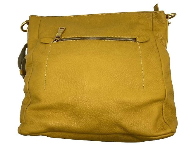 Prada Borsa a tracolla con tasca zip in pelle Vitello Daino Mustard - vista 5
