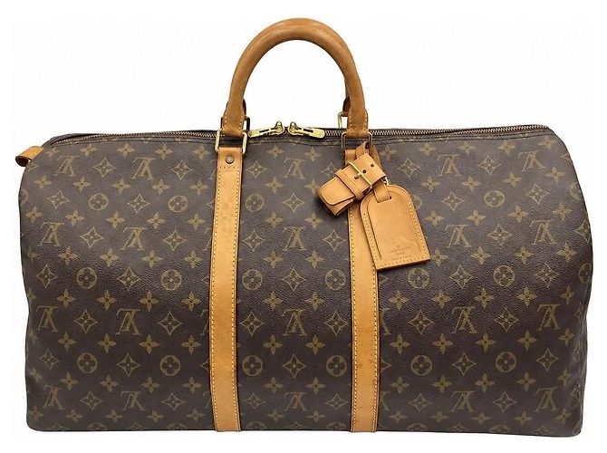 Louis Vuitton Borsa Keepall Monogram Canvas Boston Bag Tote Brown - vista 11