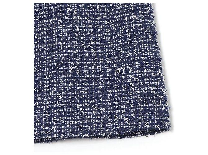 Chanel Gonna in tweed e seta blu navy da donna - vista 3