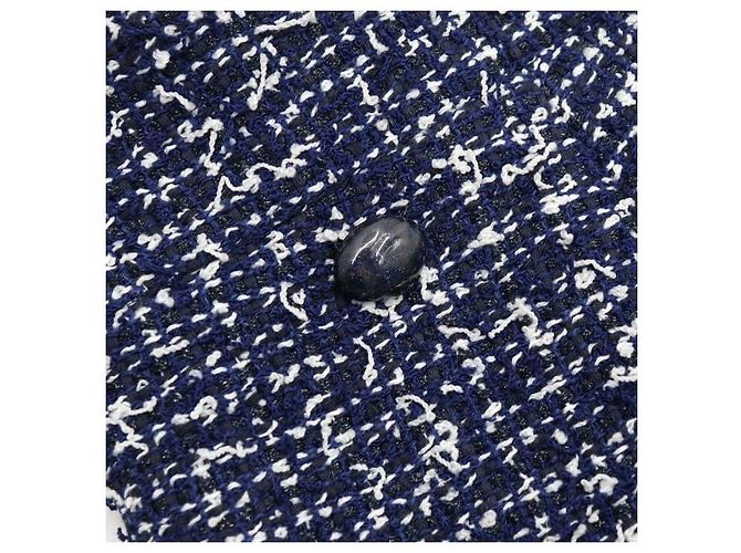 Chanel Gonna in tweed e seta blu navy da donna - vista 5