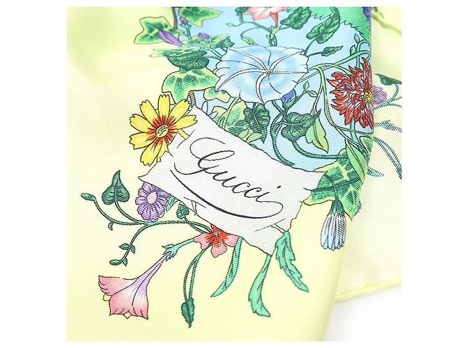 Gucci Quadrato di seta turchese con stampa floreale - vista 5