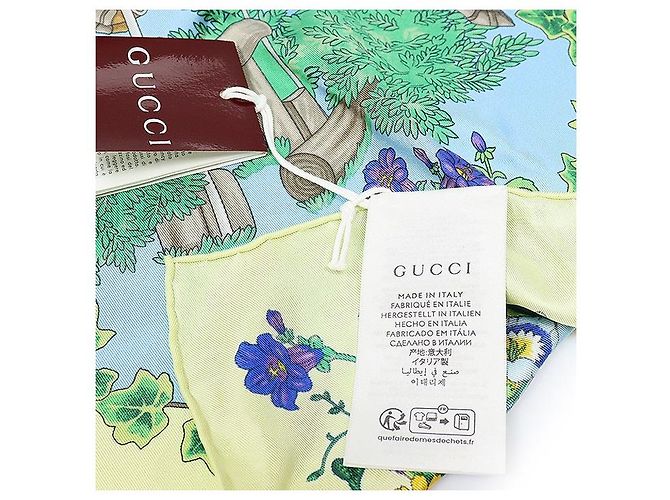 Gucci Quadrato di seta turchese con stampa floreale - vista 6