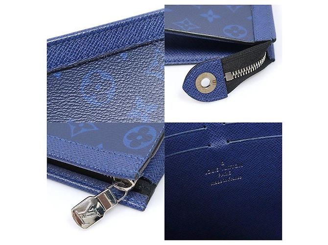 Louis Vuitton Pochette Voyage MM Clutch Pacific Blue Taigarama Monogram Eclipse Canvas - vista 7
