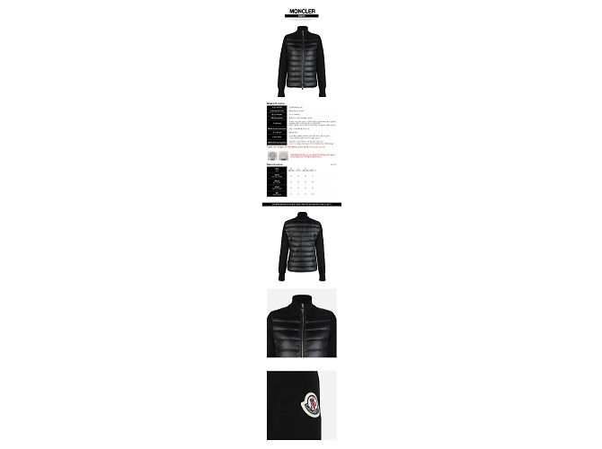 Moncler Wattierte Wolljacke mit Reißverschluss und Logo-Patch für Damen Schwarz - Ansicht 2