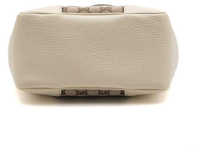 Gucci Picca Borsa Tote a Tracolla in Pelle Bianca e Tela - vista 6