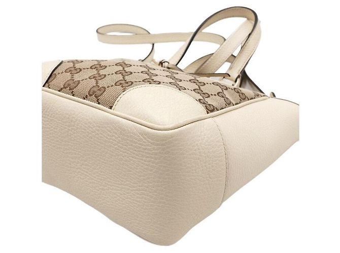 Gucci Picca Borsa Tote a Tracolla in Pelle Bianca e Tela - vista 7
