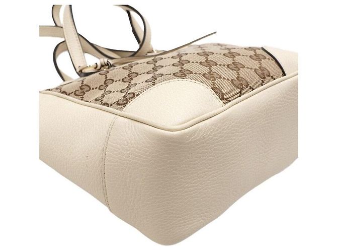 Gucci Picca Borsa Tote a Tracolla in Pelle Bianca e Tela - vista 8