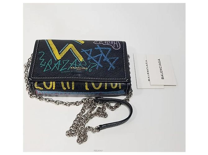 Balenciaga Borsa a tracolla con catena Graffiti Bazaar - vista 10