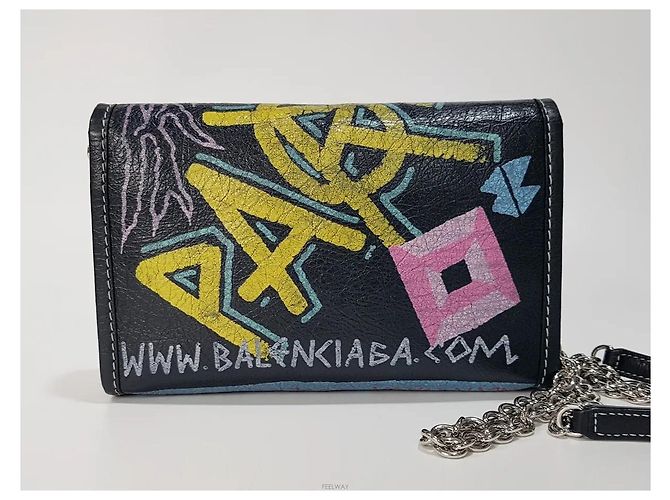 Balenciaga Borsa a tracolla con catena Graffiti Bazaar - vista 4