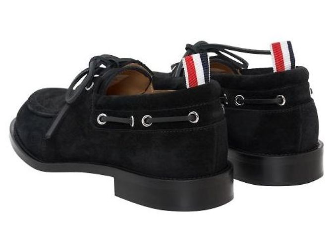 Thom Browne Scarpe da barca in pelle scamosciata di vitello con suola - vista 4