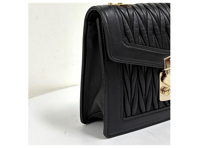 Miu Miu Borsa Tote Confidential Matelassé con Manici e Tracolla Nero - vista 11