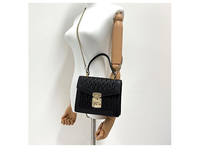 Miu Miu Borsa Tote Confidential Matelassé con Manici e Tracolla Nero - vista 2
