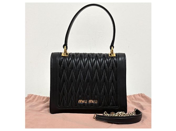 Miu Miu Borsa Tote Confidential Matelassé con Manici e Tracolla Nero - vista 6