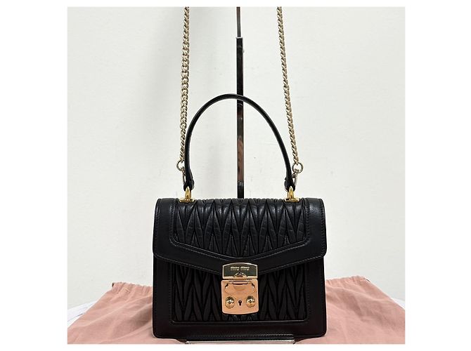 Miu Miu Borsa Tote Confidential Matelassé con Manici e Tracolla Nero - vista 8