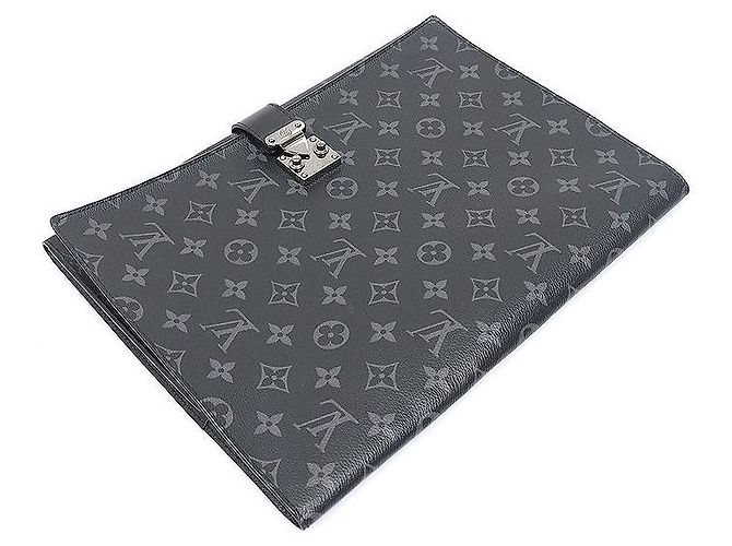 Louis Vuitton Clutch porta documenti e tablet Frank GM in tela Monogram Eclipse - vista 3